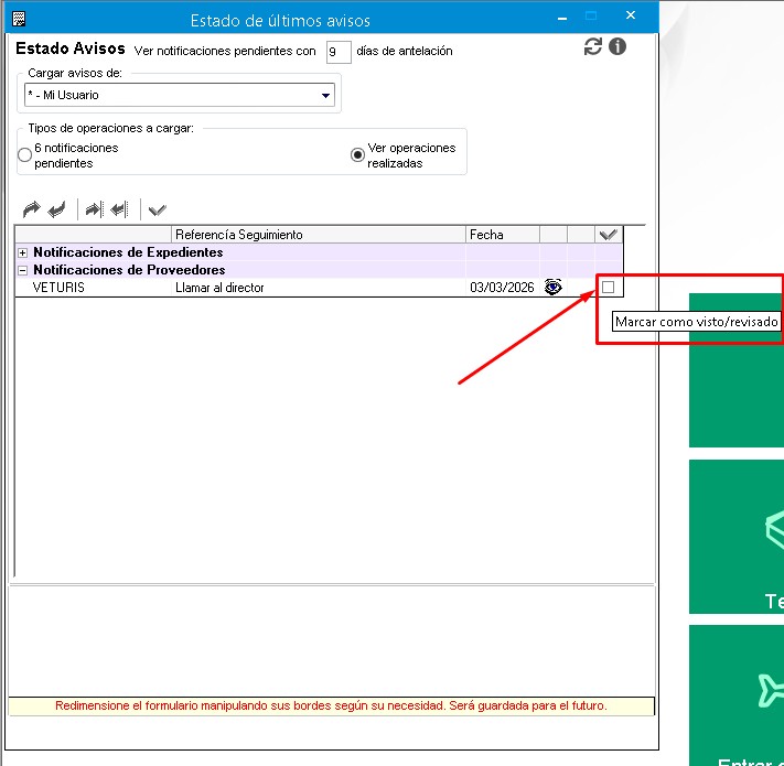 Marcar notificación como revisada Marcar notificación como revisada