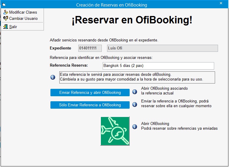 Ventana Creación Reservas en OfiBooking