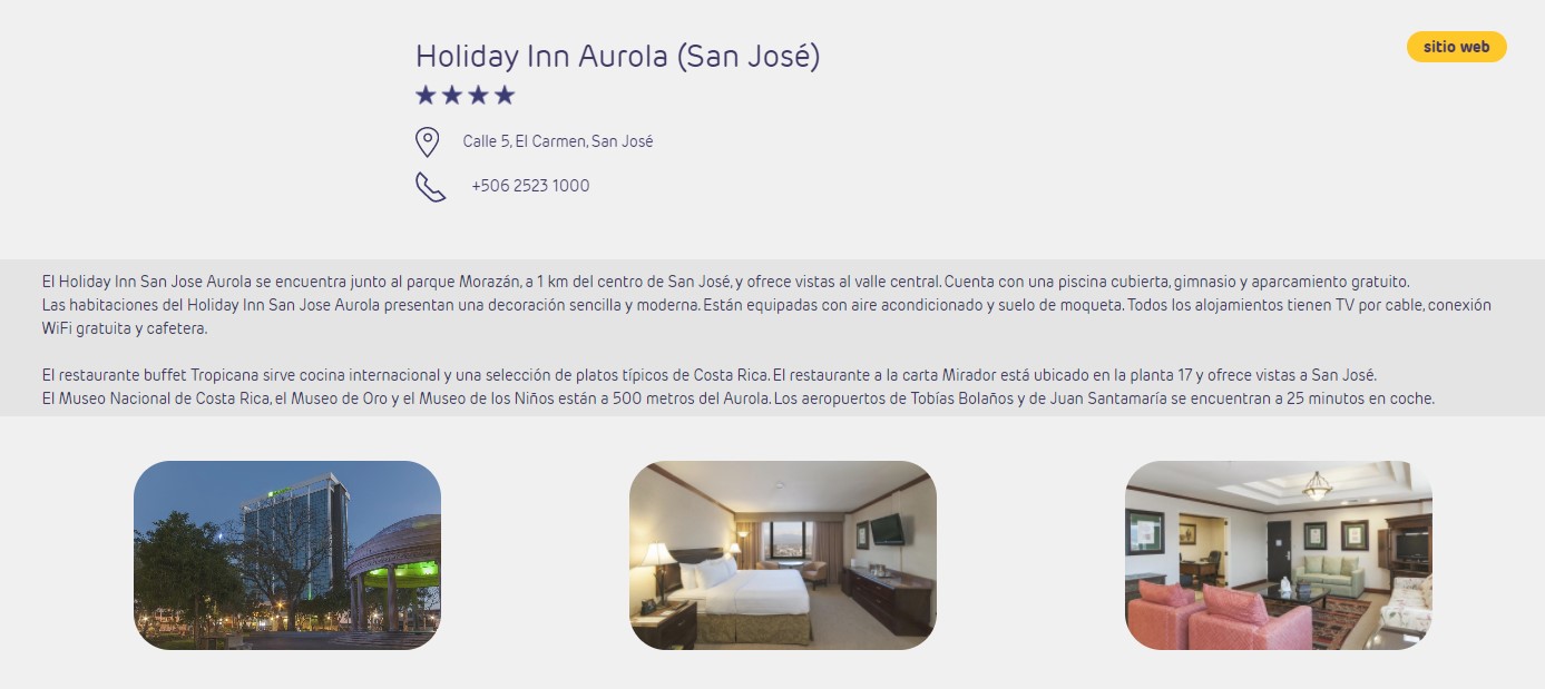 Info de un hotel previsto