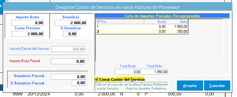 Cierre de costes
