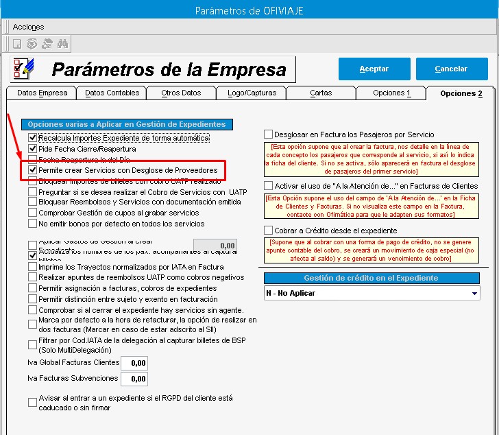 Parametros_Servicio desglose proveedores
